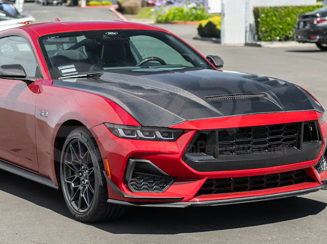 2024-Up Ford Mustang S650 | Terminator Style CARBON FIBER Front Vented Hood